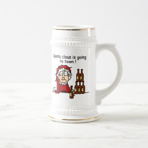 Caneca De Cerveja Papai Noel está indo para a cidade