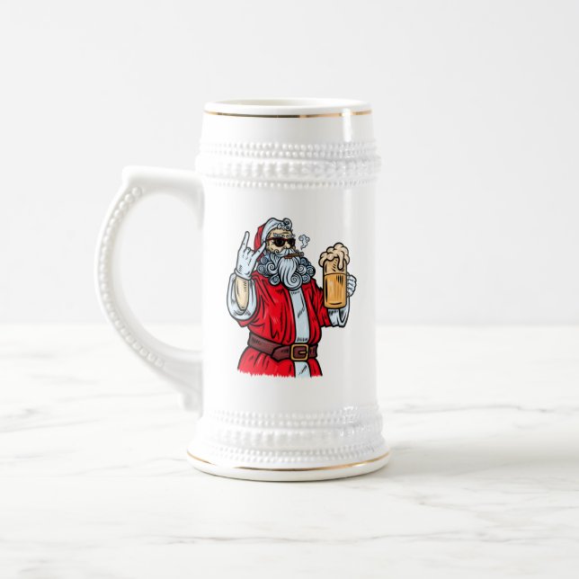 Caneca De Cerveja Papai Noel Mau, Rocha, Cerveja e Charuto (Esquerda)