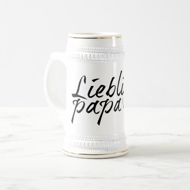 Caneca De Cerveja Papai querido - caracteres pretos 00001 (Frente Esquerda)