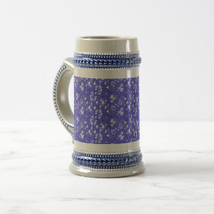 Caneca De Cerveja Papel de parede barroco - padrão de flor azul