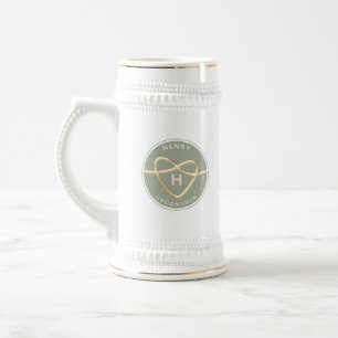 Caneca de cerveja para padrinhos em verde salvia c