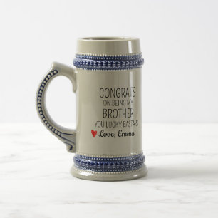 Caneca De Cerveja Parabéns por ser meu Irmão seu sortudo Canalha
