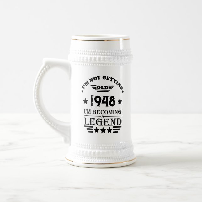Caneca De Cerveja Paradeiro branco preto personalizado, 75 anos (Esquerda)