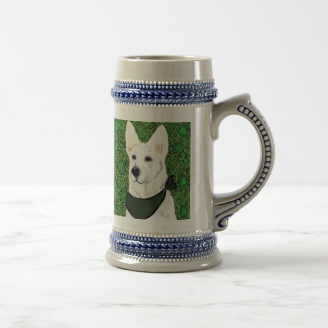 Caneca De Cerveja Pastor Alemão Branco St. Patty (Direita)