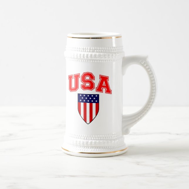 Caneca De Cerveja Patriotic U.S.A American Flag Shield (Direita)