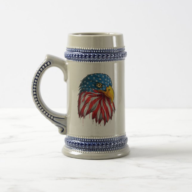 Caneca De Cerveja Patriótico Americano Flag Bald Eagle (Esquerda)