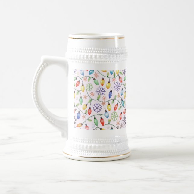 Caneca De Cerveja Pattern Retro Christmas Lights (Esquerda)