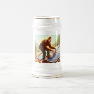 Caneca De Cerveja Pé-Grande Instalando Painéis Solares