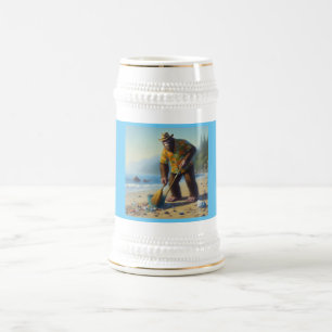 Caneca De Cerveja Pé Grande Limpando a Praia