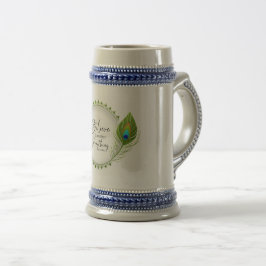 Caneca De Cerveja pena de pavão divino & pensamentos da vida