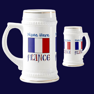 Caneca De Cerveja Personalização Azul da Bandeira Francesa e França 