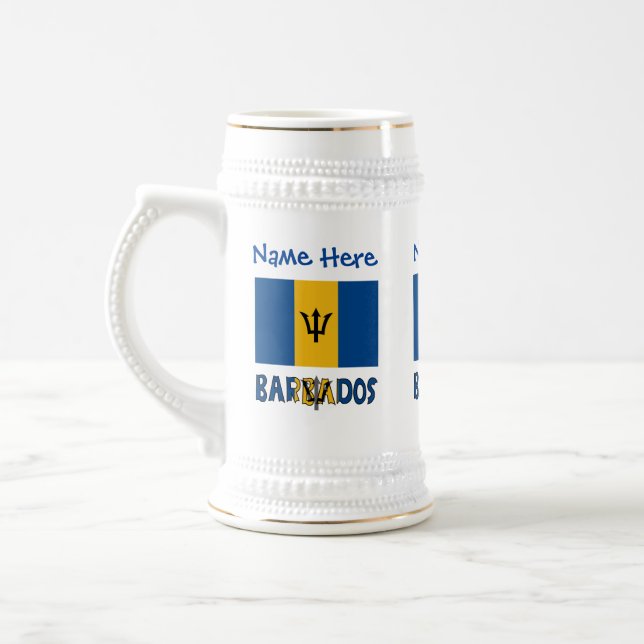 Caneca De Cerveja Personalização Azul do Sinalizador Barbados (Esquerda)