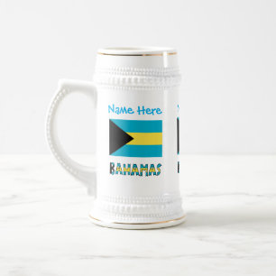 Caneca De Cerveja Personalização da Bandeira das Bahamas Azul