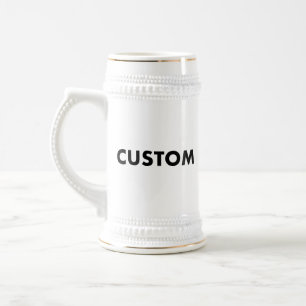 Caneca de Cerveja Personalizada Branco & Dourado M