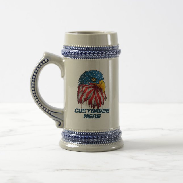 Caneca De Cerveja Personalizar o Patriótico Americano Flag Bald Eagl (Esquerda)
