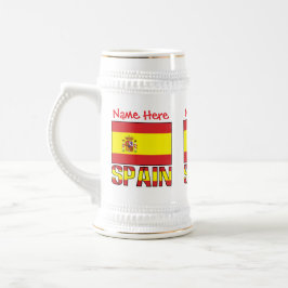 Caneca De Cerveja Personalized Spain Flag Heritage Design