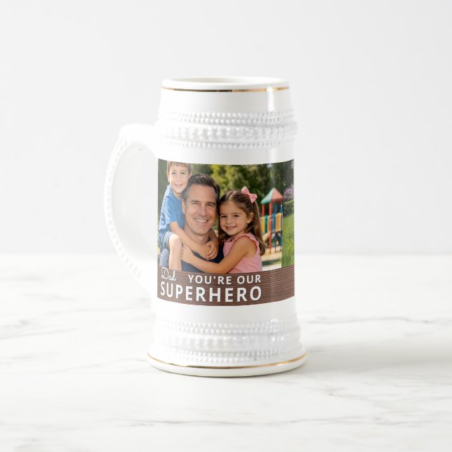 Caneca De Cerveja Personalized with 2 Photos and Text (Frente Esquerda)