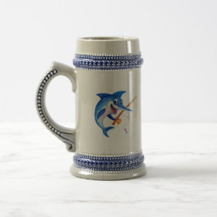 Caneca De Cerveja Pesca Engraçada de Marlin Azul