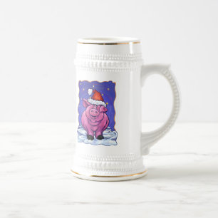 Caneca De Cerveja Pig Christmas
