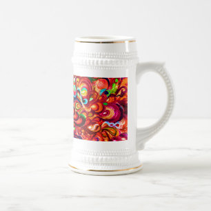 Caneca De Cerveja Pintura de redemoinho abstrato colorido fofo