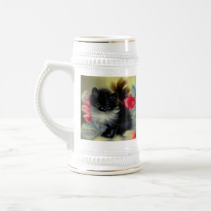 Caneca De Cerveja Pintura em branco e preto