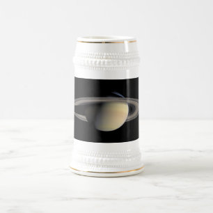 Caneca De Cerveja Planeta Gigante de Gás Saturno Suniluminado pela C