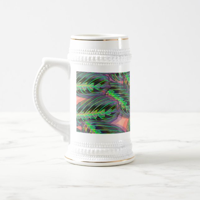 Caneca De Cerveja Plantas Calathea Greenery Leaf Pattern (Esquerda)