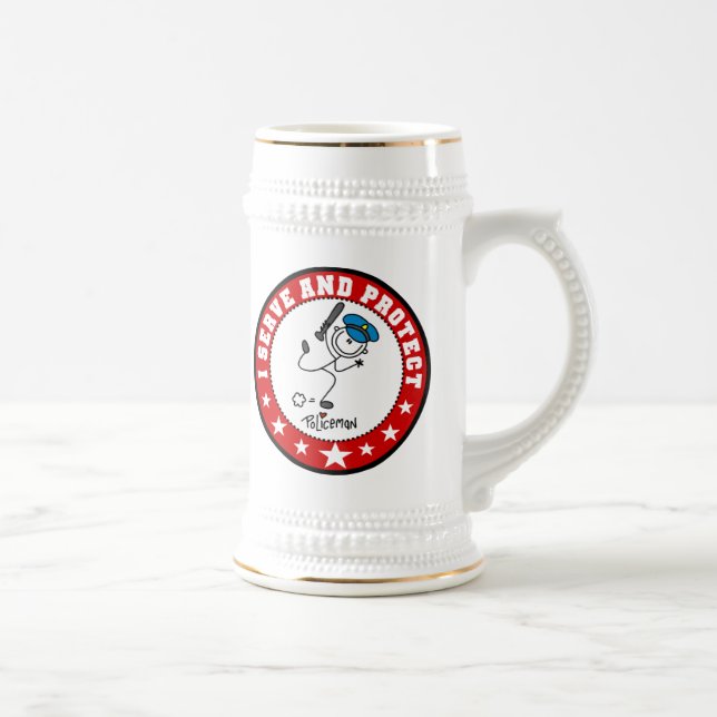 Caneca De Cerveja Policial que Serve e Protege (Direita)