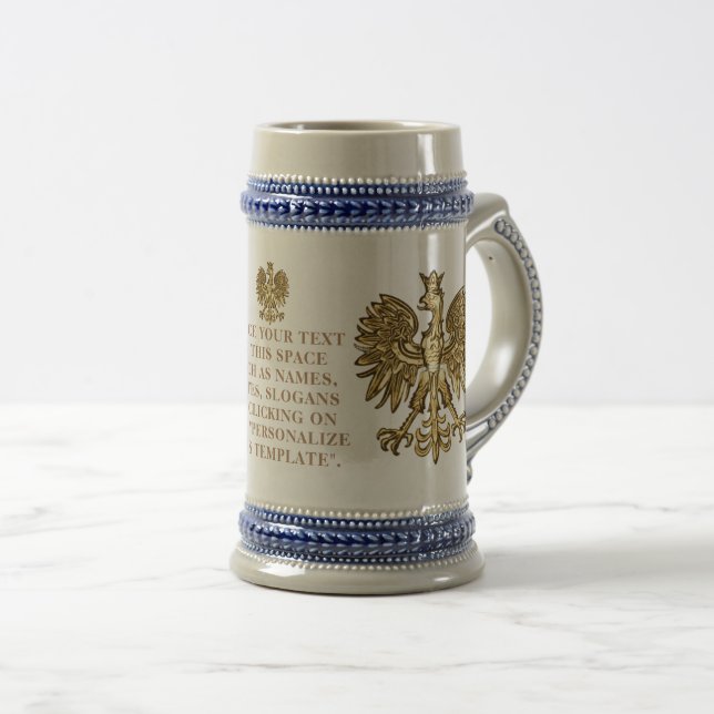 Caneca De Cerveja Polônia Crest (Casaco de armas) Personalizado (Frente Esquerda)
