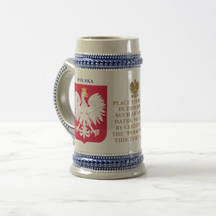 Caneca De Cerveja Polska Brasão de Armas Personalizado 