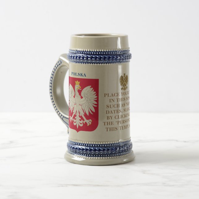 Caneca De Cerveja Polska Crest (Casaco de Armas) Personalizado (Frente Esquerda)