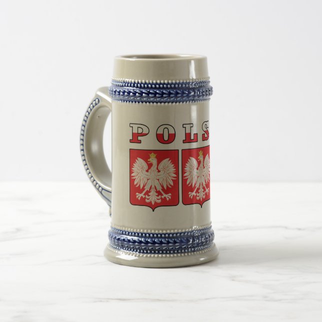 Caneca De Cerveja Polska Eagle Flag Shields (Frente Esquerda)