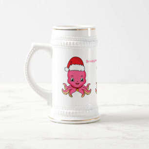 Caneca De Cerveja Polvo feliz bonito vestindo o desenho do chapéu d