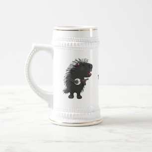 Caneca De Cerveja Porcupine engraçado bonito tocando cartum banjo