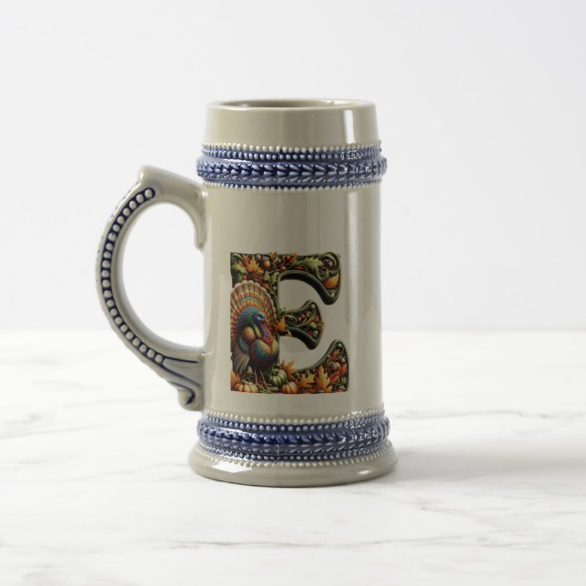 Caneca De Cerveja Presente em estilo de Ação de Graças com a letra E (Esquerda)