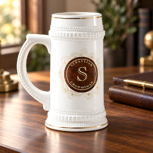 Caneca De Cerveja Presente Personalizado para Padrinho em Tom Marrom
