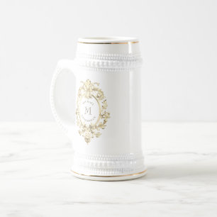 Caneca De Cerveja Presentes para Padrinhos com Monograma Barroco Dou