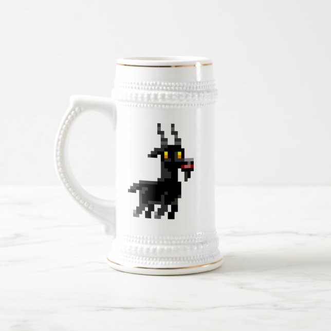 Caneca de cerveja preta da cabra de Pixelated (Esquerda)