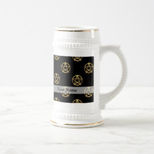 Caneca De Cerveja Preto e pentagram do ouro