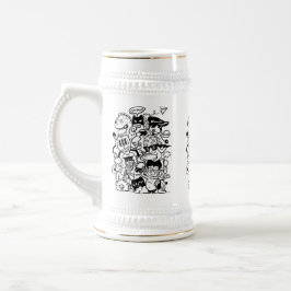 Caneca De Cerveja Quirky Personagem de desenho animado Crowd