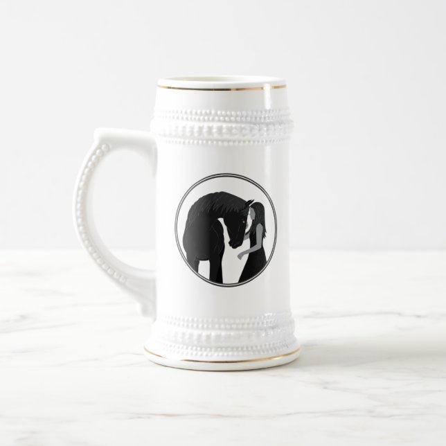Caneca De Cerveja Rapariga e Cavalo Equestre (Esquerda)