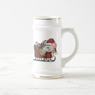 Caneca De Cerveja Rato do papai noel com trenó