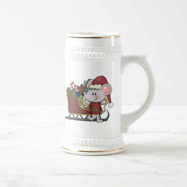 Caneca De Cerveja Rato do papai noel com trenó (Direita)