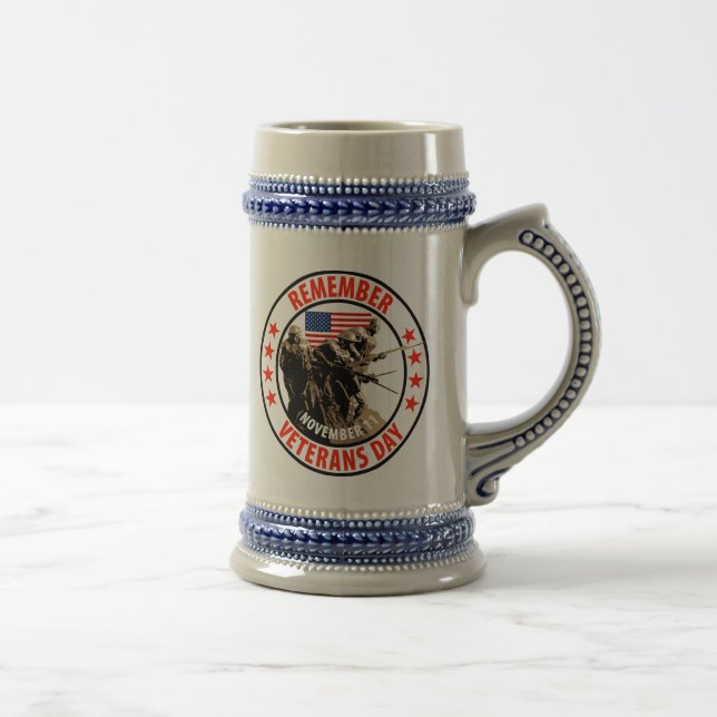 Caneca De Cerveja Recorde o dia de veteranos (Direita)