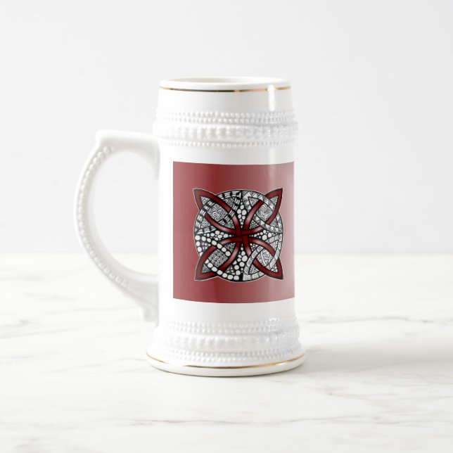 Caneca De Cerveja Red Celtic Knot Art Original (Esquerda)