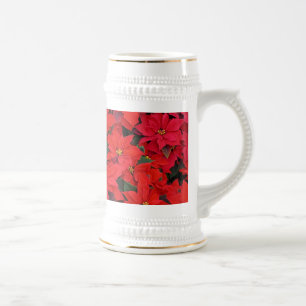 Caneca De Cerveja Red Poinsettias I Festa Floral de Natal