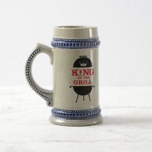 Caneca De Cerveja Rei Da Grelha, Vermelho Branco Negro
