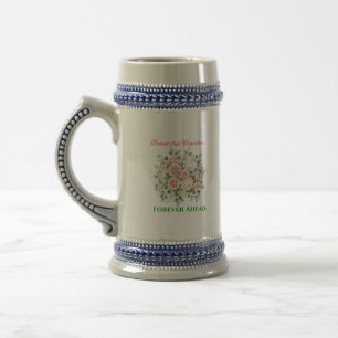 Caneca De Cerveja Relógio de Noiva com Estampa Floral Elegante