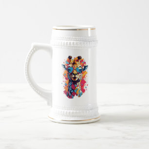 Caneca De Cerveja Retrato de Girafa em Estilo Grafite-58567