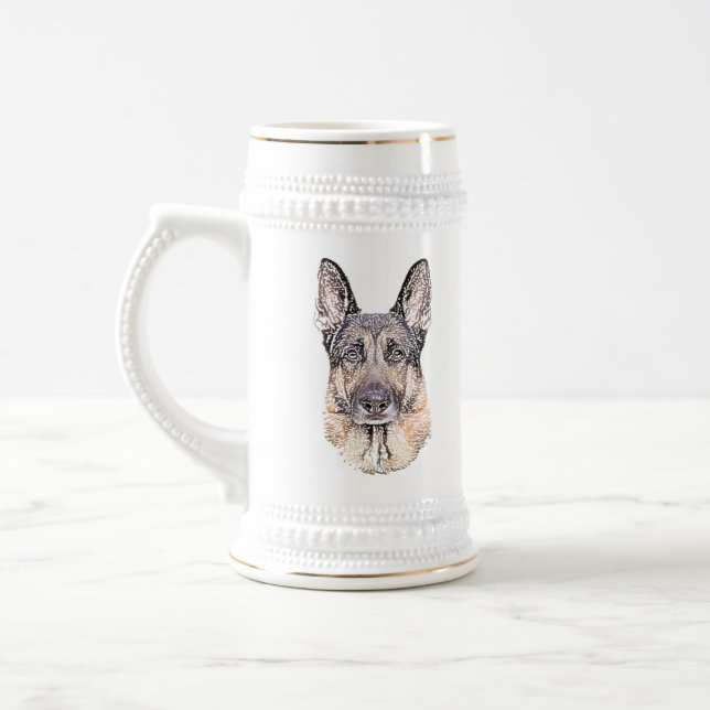 Caneca De Cerveja Retrato do Melhor Amigo do german shepherd (Esquerda)